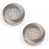 Kit 2 ou 3 spots led 1,7W extra plat / Kit 2 spots + convertisseur - inox brossé - blanc froid 5000K