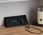 Bloc 2 Prises + USB A+C d'angle noire