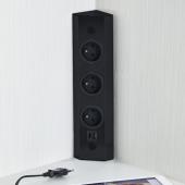 Bloc 3 P. + USB-A+C avec retour / Noir Mat