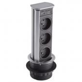 Bloc 3 prises + 2 USB-A Escamotable BRICK Inox