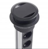 Bloc 3 prises + 2 USB-A Escamotable BRICK noir mat