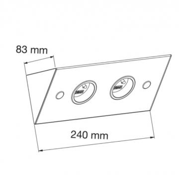 bloc 2 prises sous meubles haut alu ou inox brossé