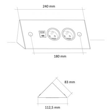 bloc 2 prises d'angle USB A et C schéma