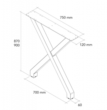 Pied en Acier forme "X" esprit indus