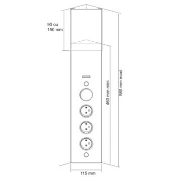 Bloc 3 prises d'angle + interrupteur MSA A9723 schéma