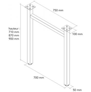 Pied en Acier forme "H" schéma