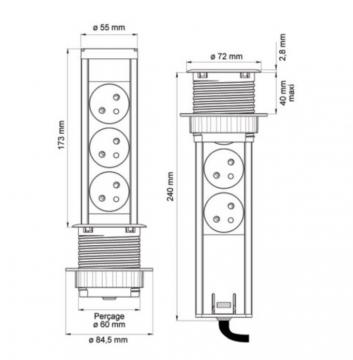 Bloc 3 prises MINIBRICK schéma