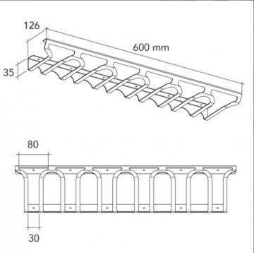 porte verre faible profondeur 600mm schéma