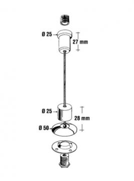 Support baldaquin cable 2mètres schéma redécoupable