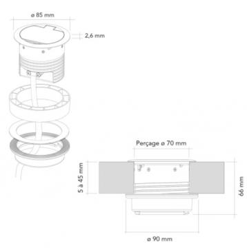 bloc 1 prise + USB RING