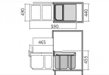 Poubelle tri selectif 2 bacs 49L Hailo