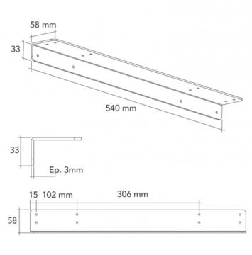 Equerre de fixation 3 mm schéma 540mm