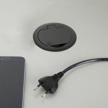 Bloc-prises USB rond, à encastrer au meuble, 1 port USB Femelle type A et 1  port USB type C