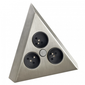 bloc 3 prises d'angle inox brossé A9430