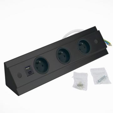 Bloc 3 prises USB-A+C d'angle Slim noir