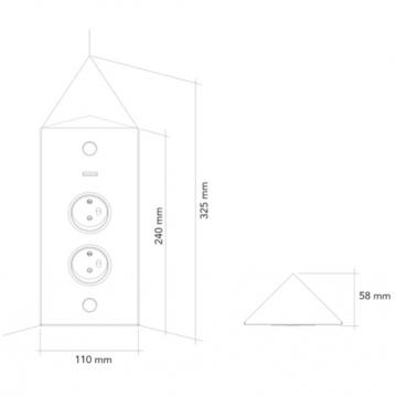 bloc 2 prises + interrupteur d'angle inox brossé