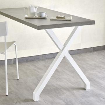 Pied de table et snack en X blanc mat