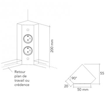 Bloc 2 prises d'angle avec retour A9713 schéma