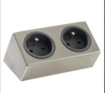 bloc 1 ou 2 prises inox incliné