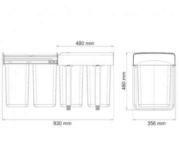 Poubelle 2 Bacs de 20 L "Soft Closing"