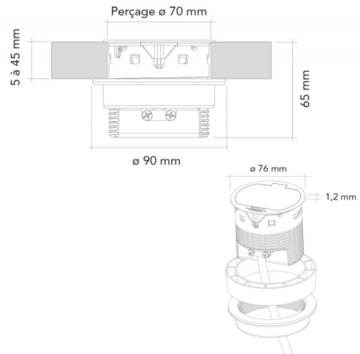 Bloc 1 prise affleurant + USB