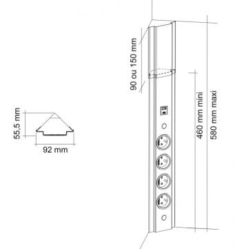 bloc-4-prises-d-angle-usb-a-c-slim-finition-noir-mat-schéma