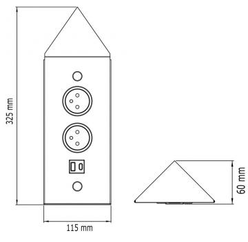 Bloc 2 prises d'angle noir + USB-A + USB-C schéma
