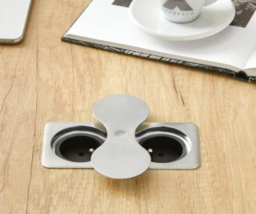 bloc prise eight square inox