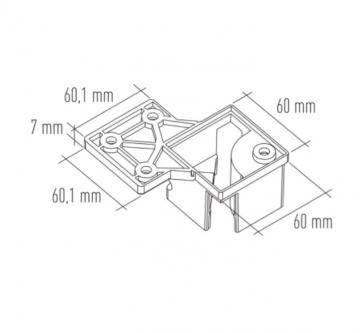 Platine pour montage affleurant de pied carré 60mm