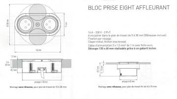 Bloc 2 prises affleurant EIGHT