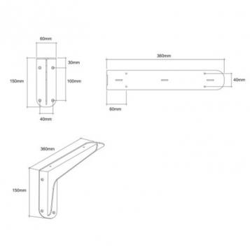 équerre métal strong slim 360mm schéma