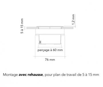 bloc 1 prise + USB A et C EIGHT schéma réhausse