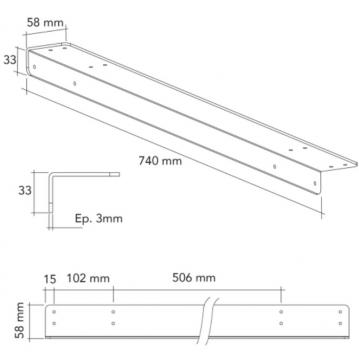 Equerre de fixation plateau et table 3mm