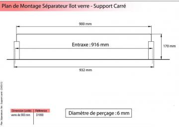 Kit séparateur anti projection ilot verre 90cm