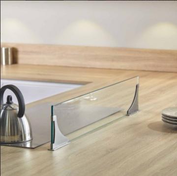 Séparateur ilot en verre 90cm supports inox sans perçage