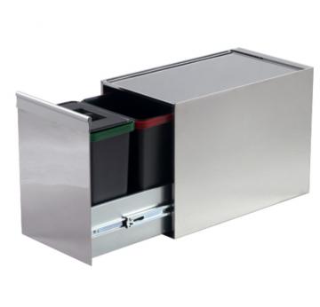 Poubelle 2 bacs 15+6L bloc inox