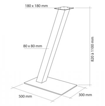 Pied de Snack carré incliné télescopique en acier schéma