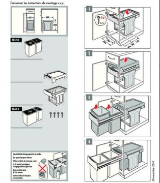 Poubelle tri sélectif 2 bacs de 15 litres