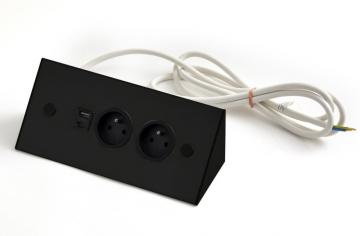 bloc 2 prises d'angle noire USB A et C
