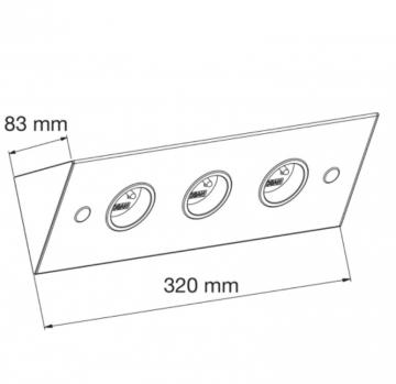 bloc 3 prises sous meubles haut alu ou inox brossé