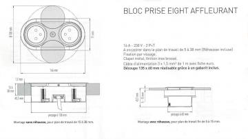Bloc 1 prise + USB affleurant EIGHT
