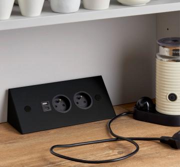 bloc 2 prises d'angle USB A et C