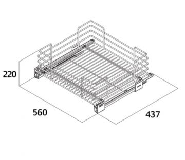 2 paniers de rangement chromé schéma 600mm