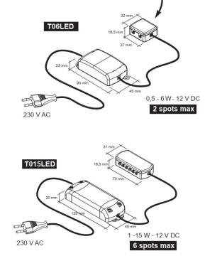 convertisseur Spot led 2,4W extra plat