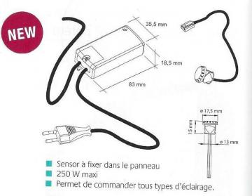 Interrupteur Sensor à fixer dans un panneau