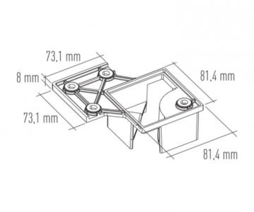 Platine pour montage affleurant de pied carré 80mm