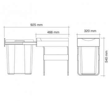 Poubelle monobac bac 40 Litres Hailo