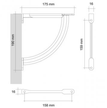 support tablette 175mm schéma