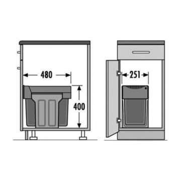 Poubelle tri sélectif 2 bacs de 15 litres