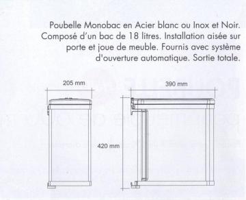 poubelle monobac 18 litres schéma